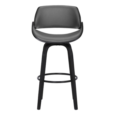 30" Mona Contemporary Bar Height Barstool Black/Gray - Armen Living 3 30" Mona Contemporary Bar Height Barstool Black/Gray - Armen Living