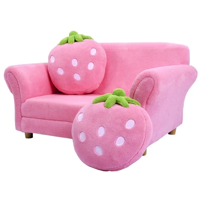 Costway Kids Sofa Strawberry Armrest Chair Lounge Couch W/2 Pillow Children Toddler Pink 11 Costway Kids Sofa Strawberry Armrest Chair Lounge Couch W/2 Pillow Children Toddler Pink - Image 9