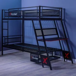 Twin Over Twin Armada Gaming Bunk Bed With Built-In Gaming Desk Black - X Rocker -Homcom Crosley Shop GUEST fd3aae90 f5f0 4ca7 8961 2454fc5cd329