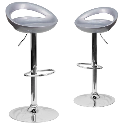 Emma And Oliver 2 Pack Contemporary Plastic Adjustable Height Barstool With Rounded Cutout Back And Chrome Base 14 Emma And Oliver 2 Pack Contemporary Plastic Adjustable Height Barstool With Rounded Cutout Back And Chrome Base - Image 12