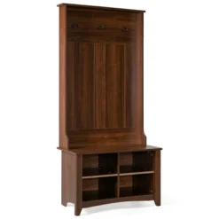 Costway Hall Tree Storage Bench Entry Stand Coat Hat Rack With Shelf & 3 Hooks Organizer -Homcom Crosley Shop GUEST fd8acfed a21d 4808 bcfd bcfe02c42c3d