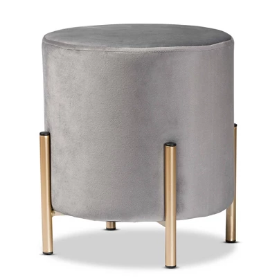 Thurman Velvet Metal Ottoman - Baxton Studio 11 Thurman Velvet Metal Ottoman - Baxton Studio - Image 9
