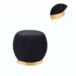 Simple Relax Upholstered Round Ottoman With Metal Base In Black And Gold -Homcom Crosley Shop GUEST fe770199 ea2c 49a9 a5ee 3d3a891aca45