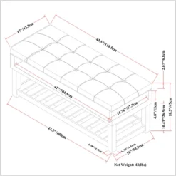 44" Wyatt Storage Ottoman Bench - WyndenHall -Homcom Crosley Shop GUEST fef984a5 8a9c 4278 a592 5d6d58376987
