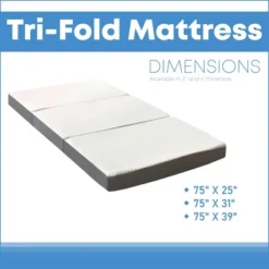 Continental Sleep 4-Inch Portable Tri Folding Gel Memory Foam Mattress | Breathable Mesh Sides With Ultra Soft, Removable And Washable Cover, 31". 9 Continental Sleep 4-Inch Portable Tri Folding Gel Memory Foam Mattress | Breathable Mesh Sides With Ultra Soft, Removable And Washable Cover, 31". -Homcom Crosley Shop GUEST ff042316 16a4 49d3 a8af 81f0e2b8da2e 4