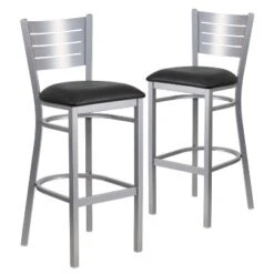Emma And Oliver 2 Pack Silver Slat Back Metal Restaurant Barstool -Homcom Crosley Shop GUEST ff0b510d 6110 433e ba03 7bf0117437fc